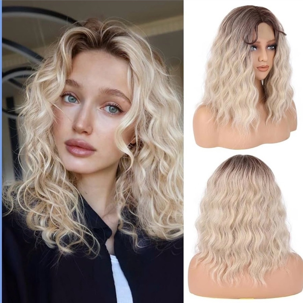 Stylish Ombre Blonde Lace-Front Wavy Wig - Picture 2 of 8
